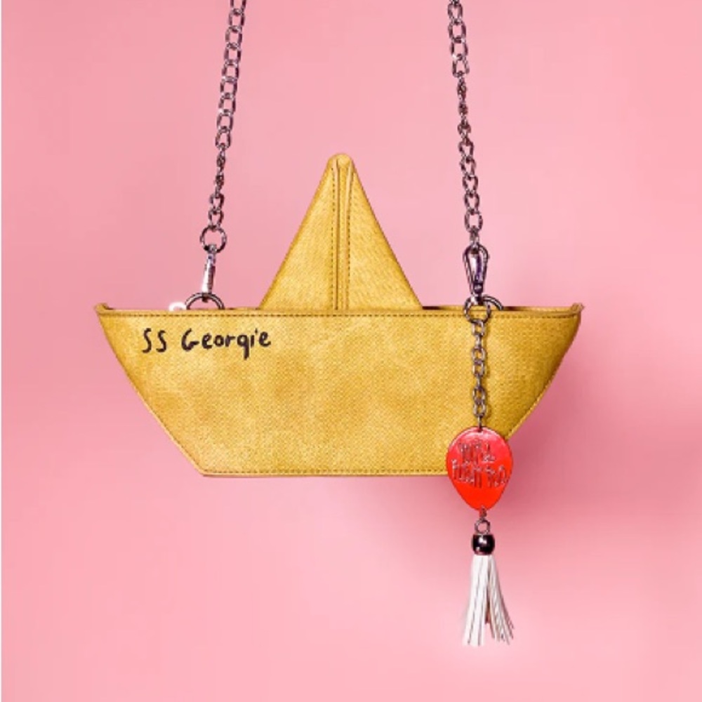 Vixen by Micheline Pitt Yellow Boat-Shaped Crossbody with Red Charm